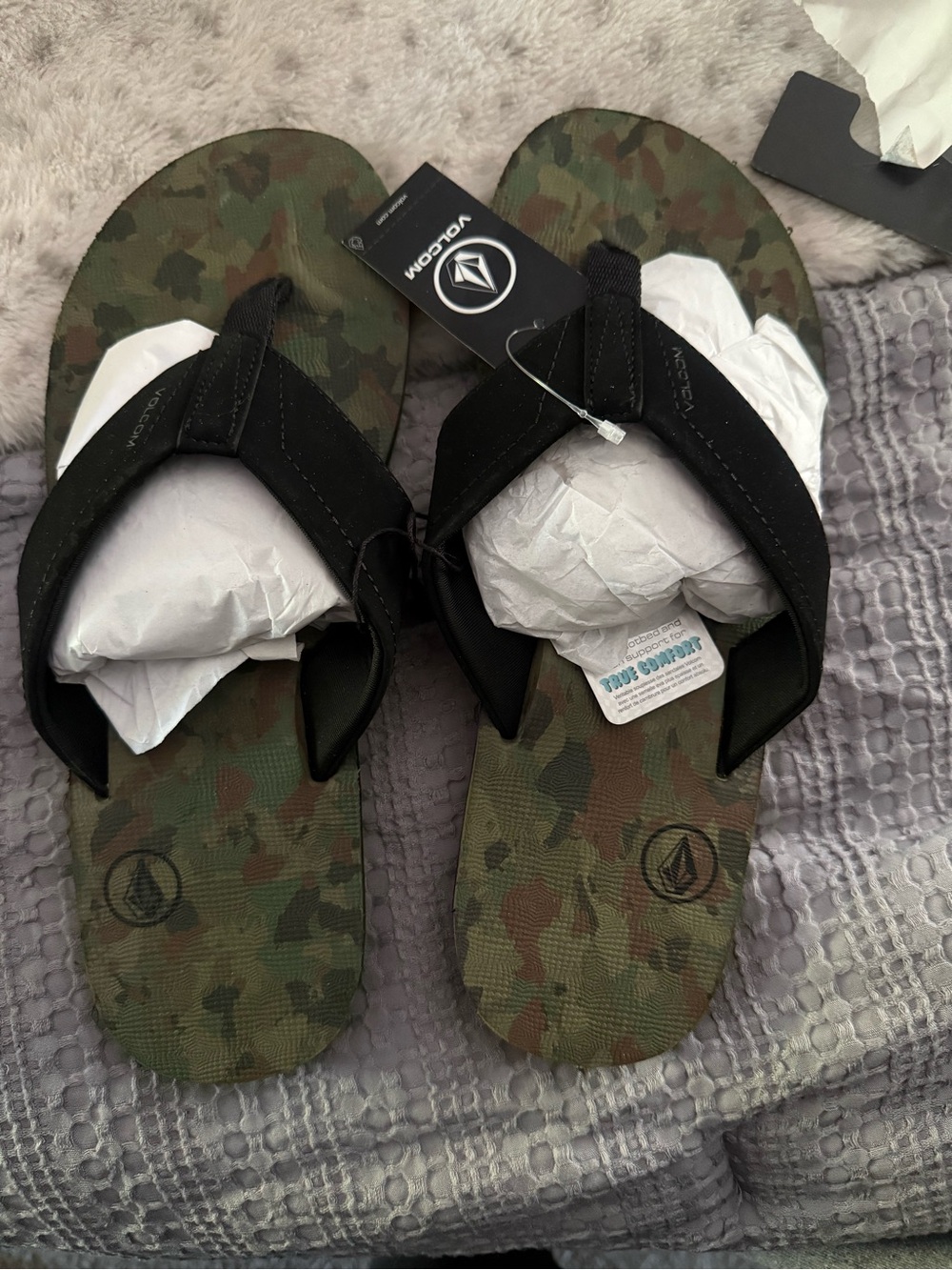 Volcom Camo Print Flip Flop Sandals with Black Straps